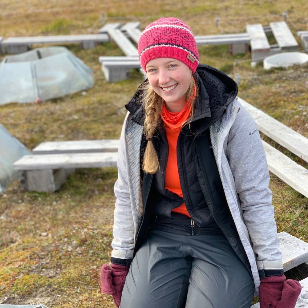 Mackenzie smiles at the dry site.